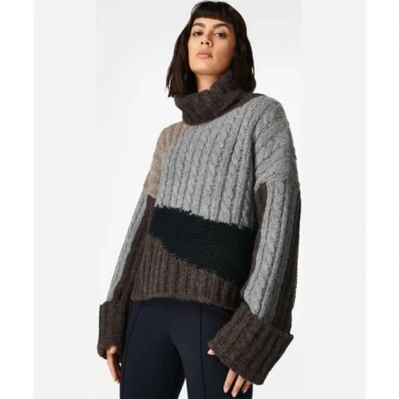 Sweaty Betty Weekender Roll Neck Jumper Chunky Sweater Wool Alpaca Blend Size M - Picture 1 of 16